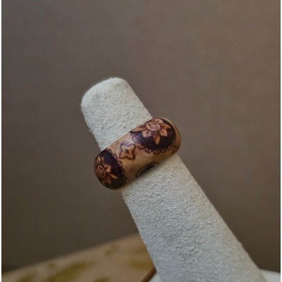 Size 4.5 Real Wood Unisex Ring Handcrafted Matte Finish Minimalist Jewelry - Picture 2 of 4